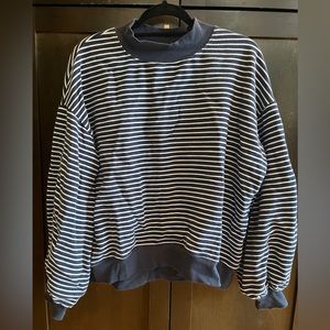 Tero by Vince Camuto sweatshirt, navy and white striped, drop shoulder, blousy